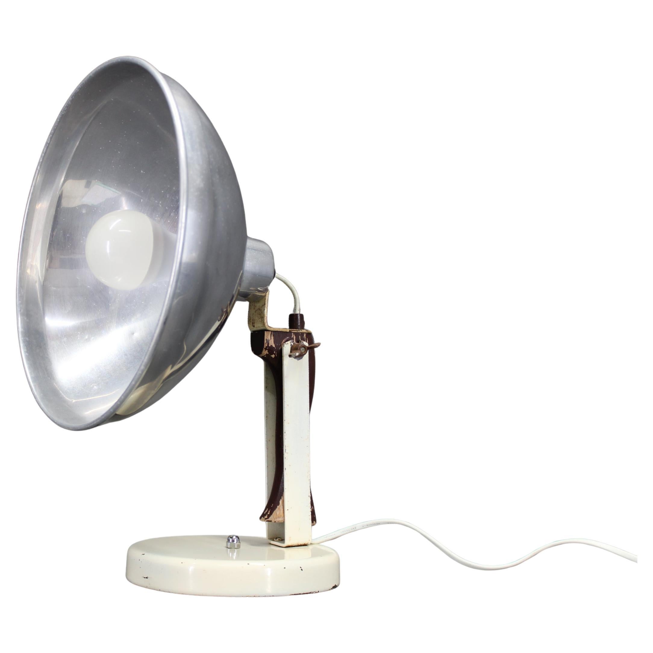 1950s Table Lamp with Aluminium Lampshade, Czechoslovakia en vente