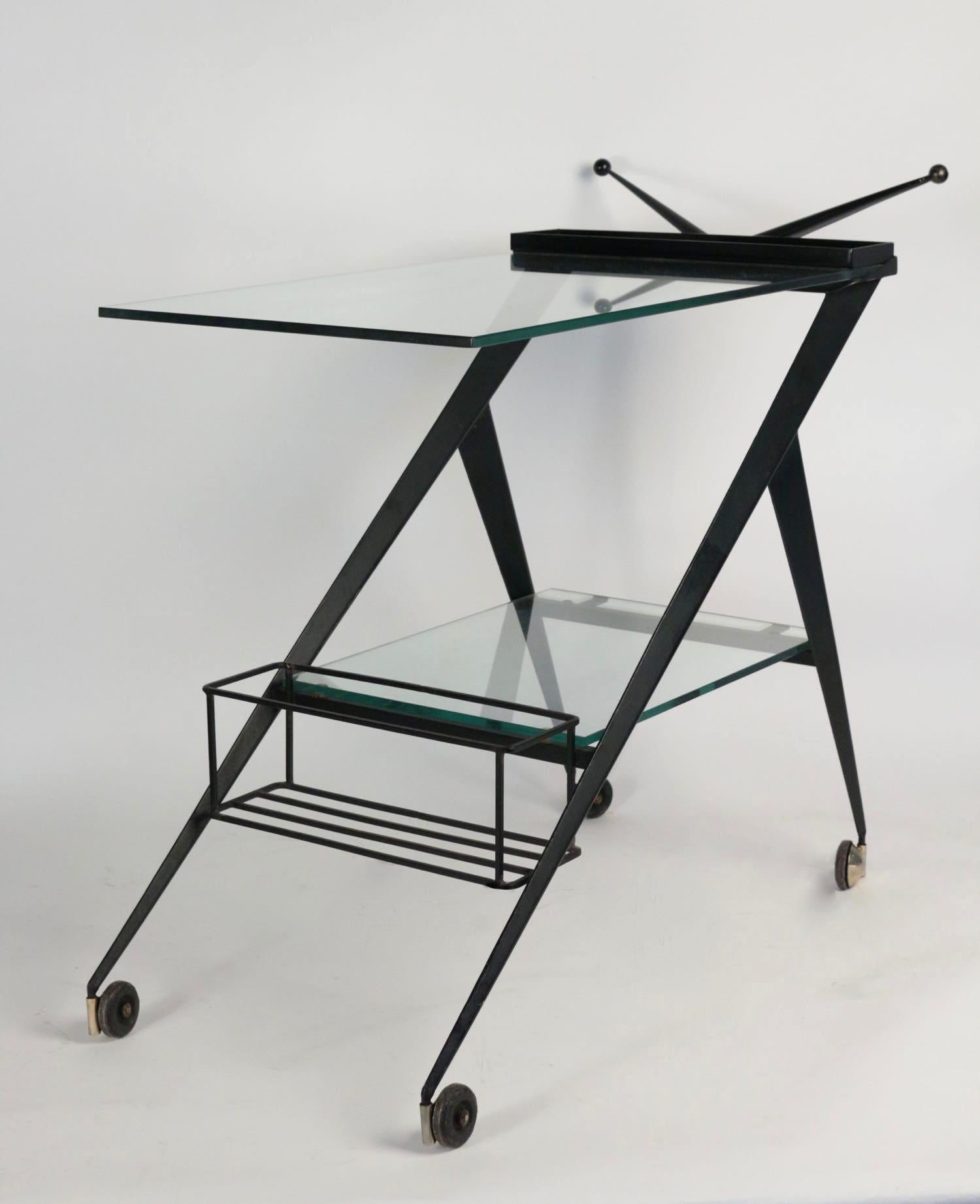 Metal 1950s Table on Wheels by Angelo Ostuni For Sale