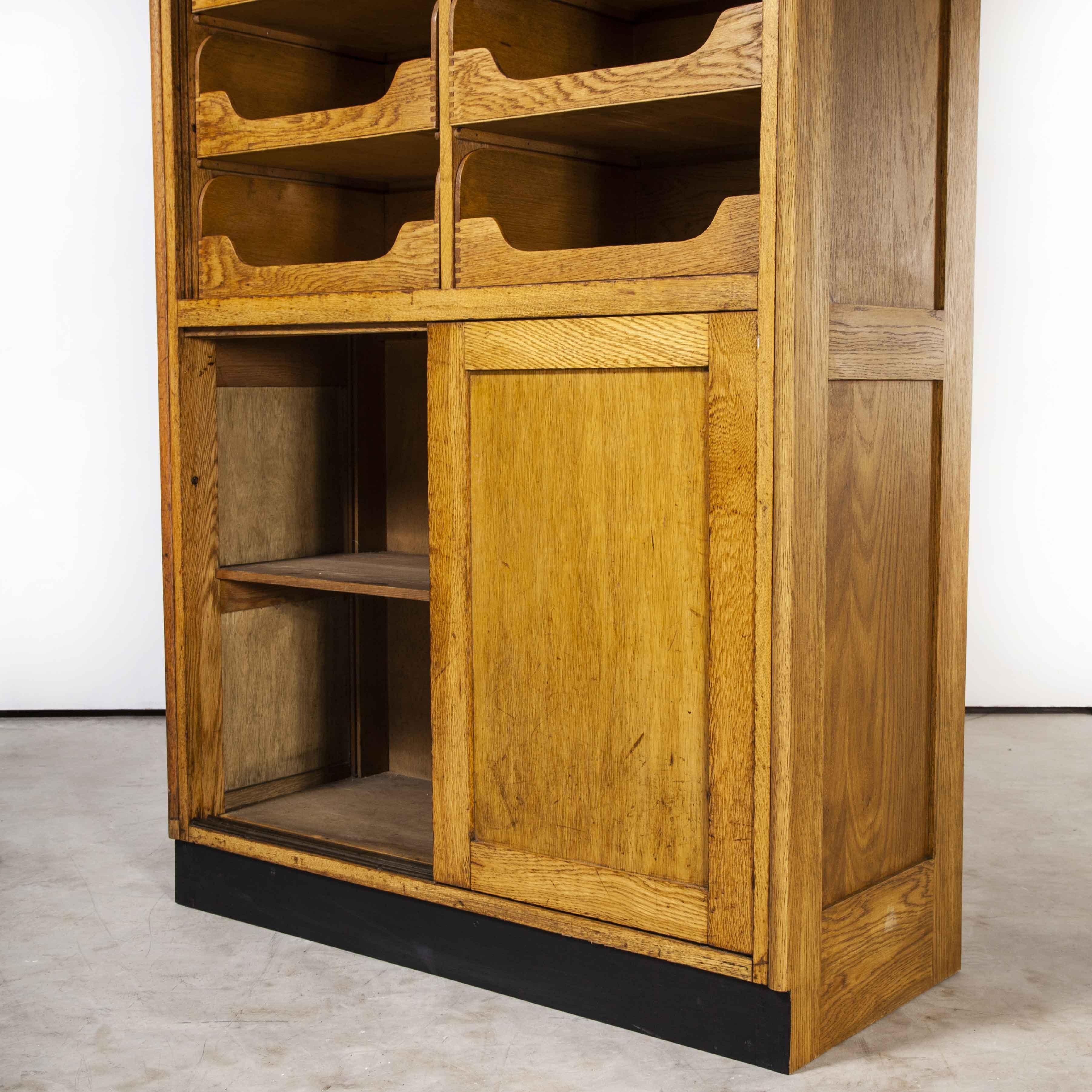 Mid-20th Century 1950's Tall English Haberdashery Shelved Cabinet, Sixteen Drawers