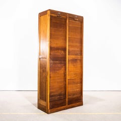 1950's Tall French Double Tambour Atelier Cabinet