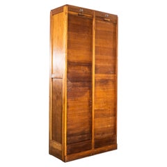 1950's Tall French Double Tambour Atelier Cabinet