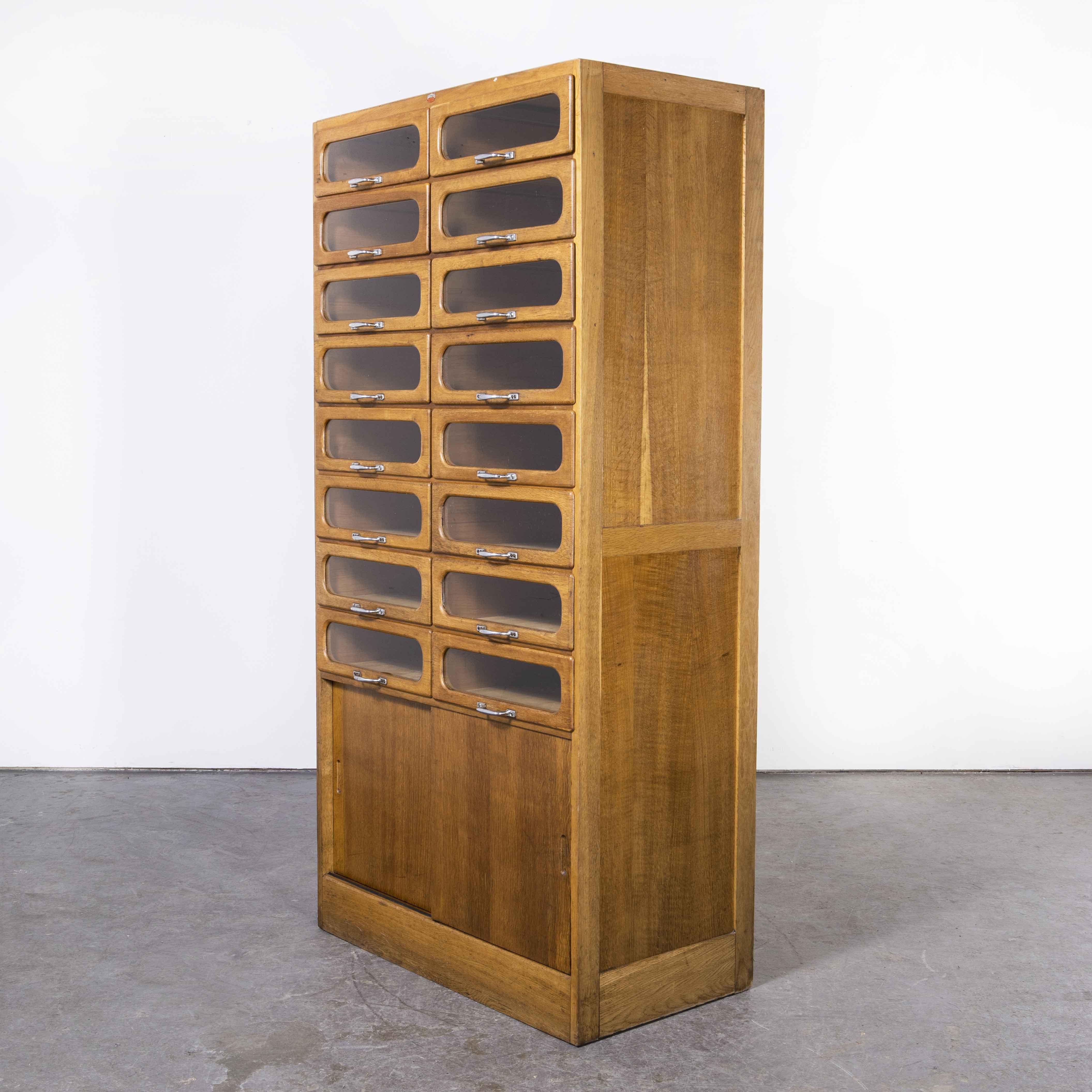Oak 1950's Tall Haberdashery Cabinet, Sixteen Drawer