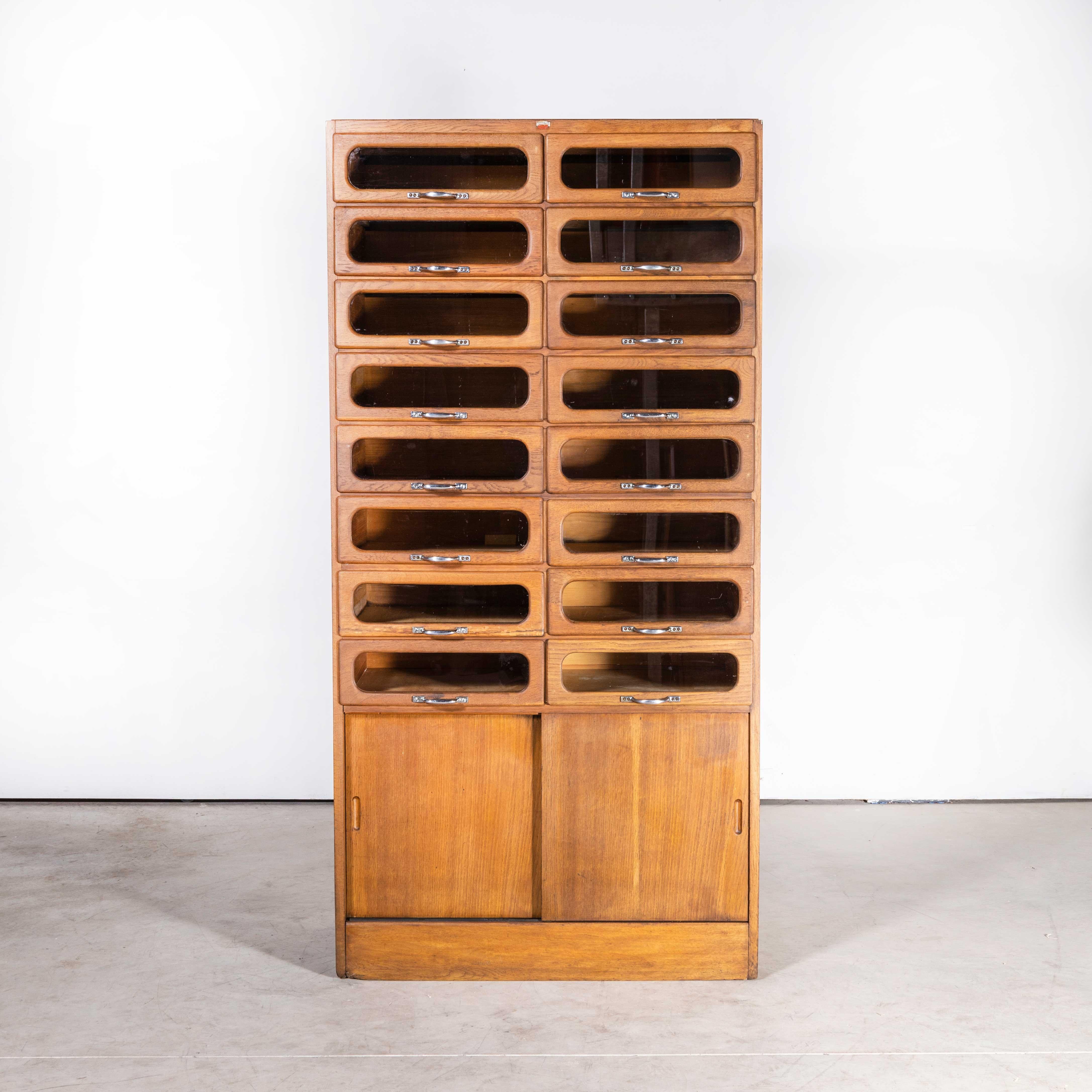 English 1950s Tall Haberdashery Cabinet - Sixteen Drawer (Model 2525)