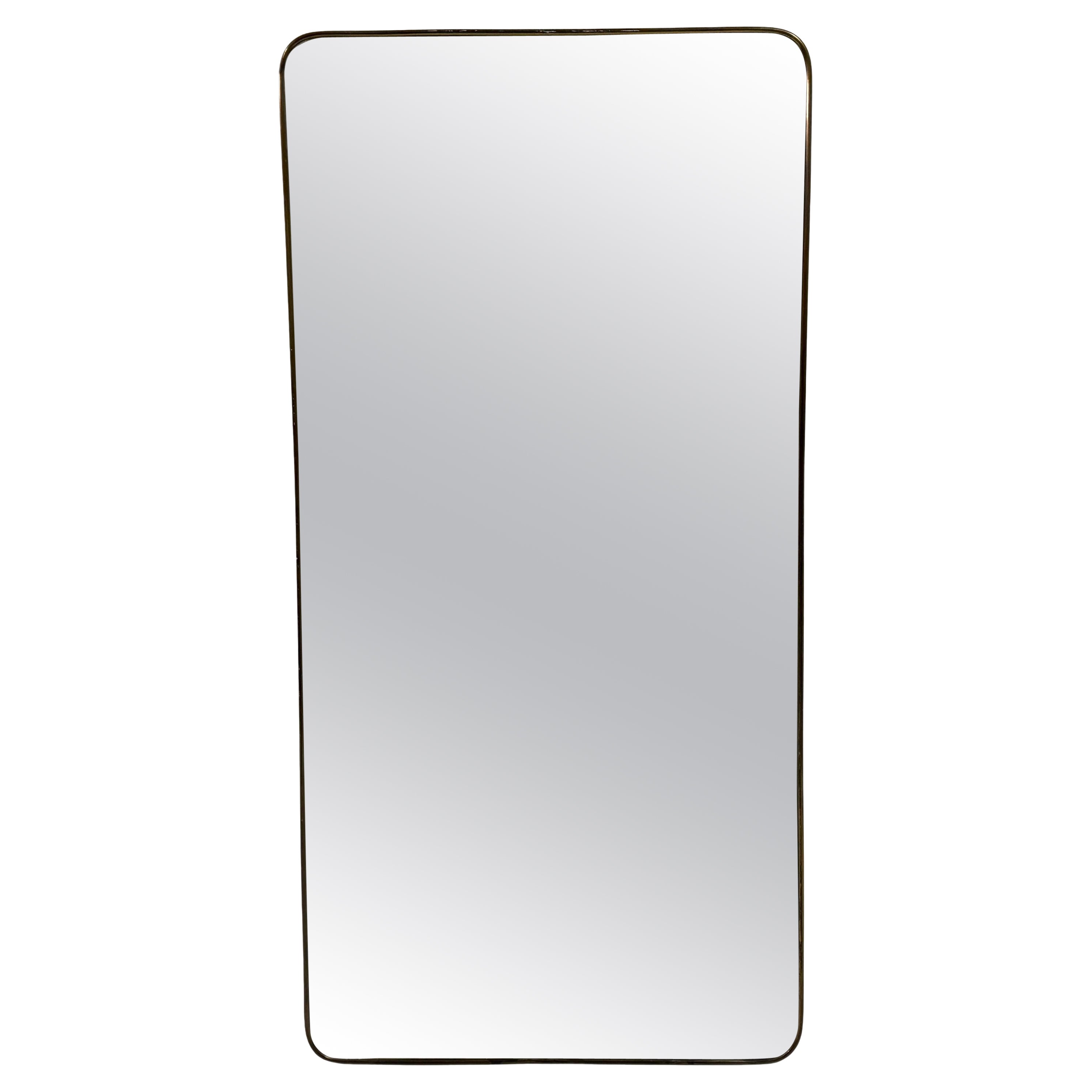 1950s Tall Italian Brass Mirror
