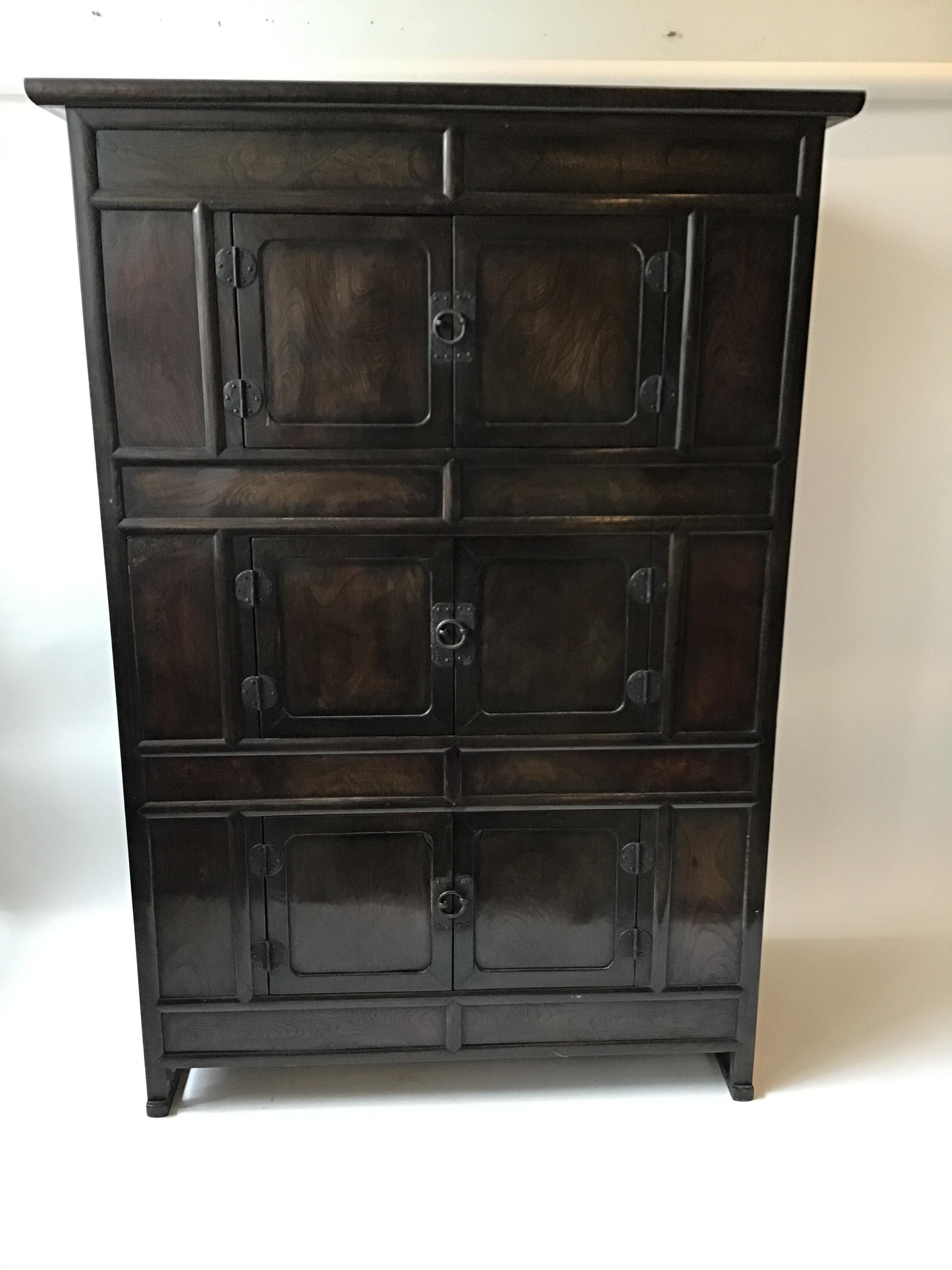 1959s tall Korean chest. Iron hardware.