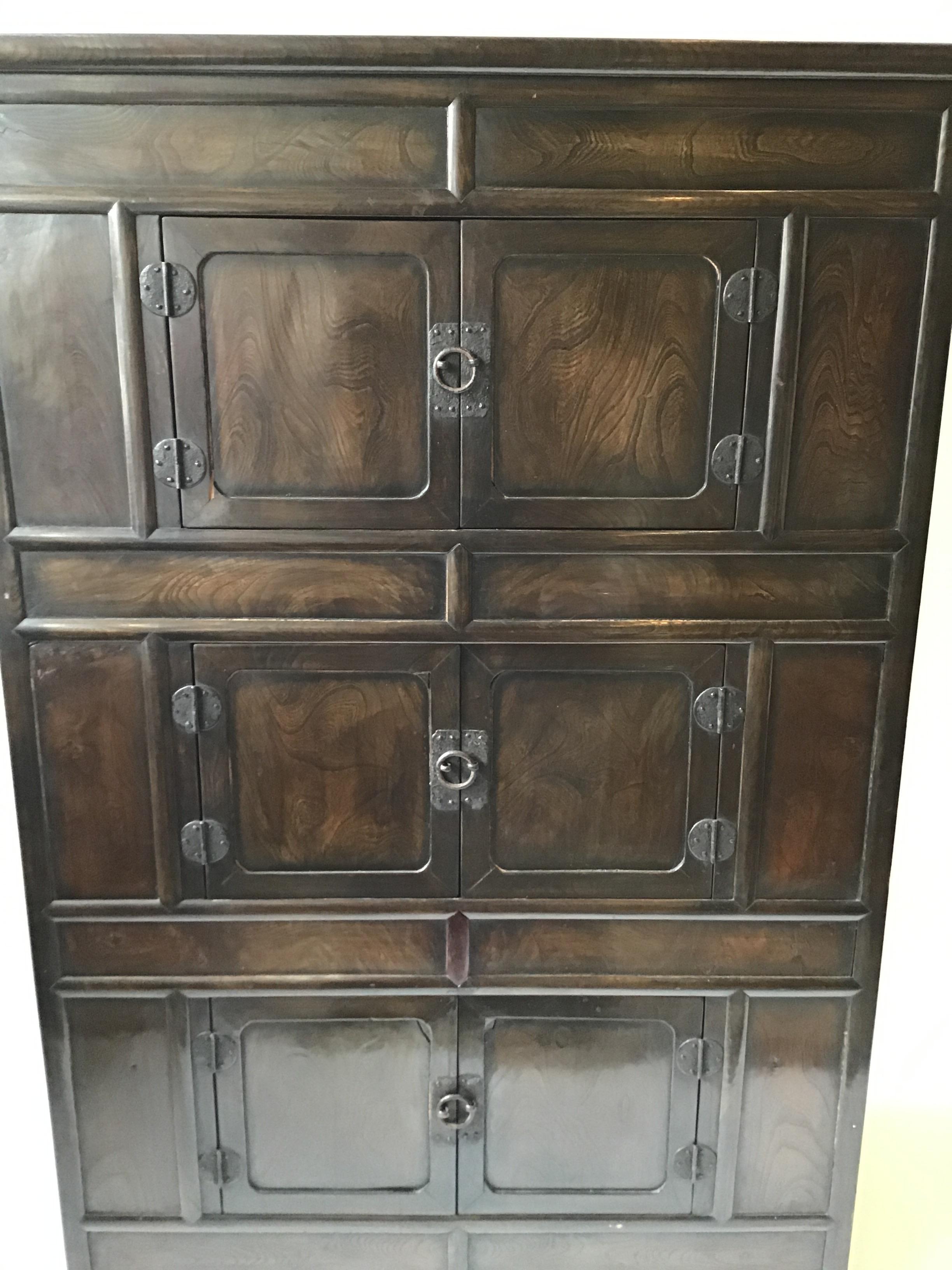 Wood 1950s Tall Korean Chest For Sale