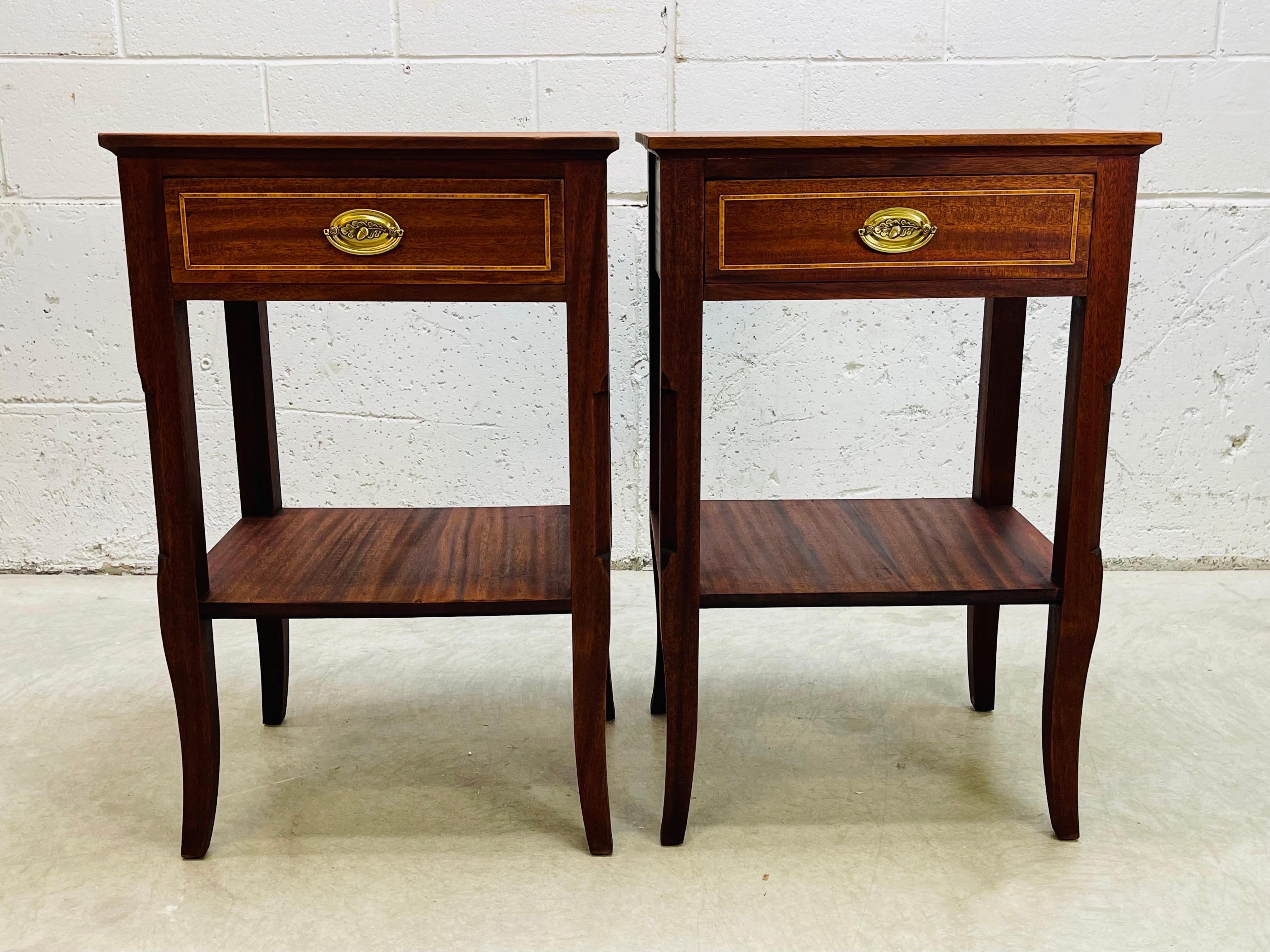 Mid-Century Modern 1950s Tall Mahogany Nightstands, Pair For Sale