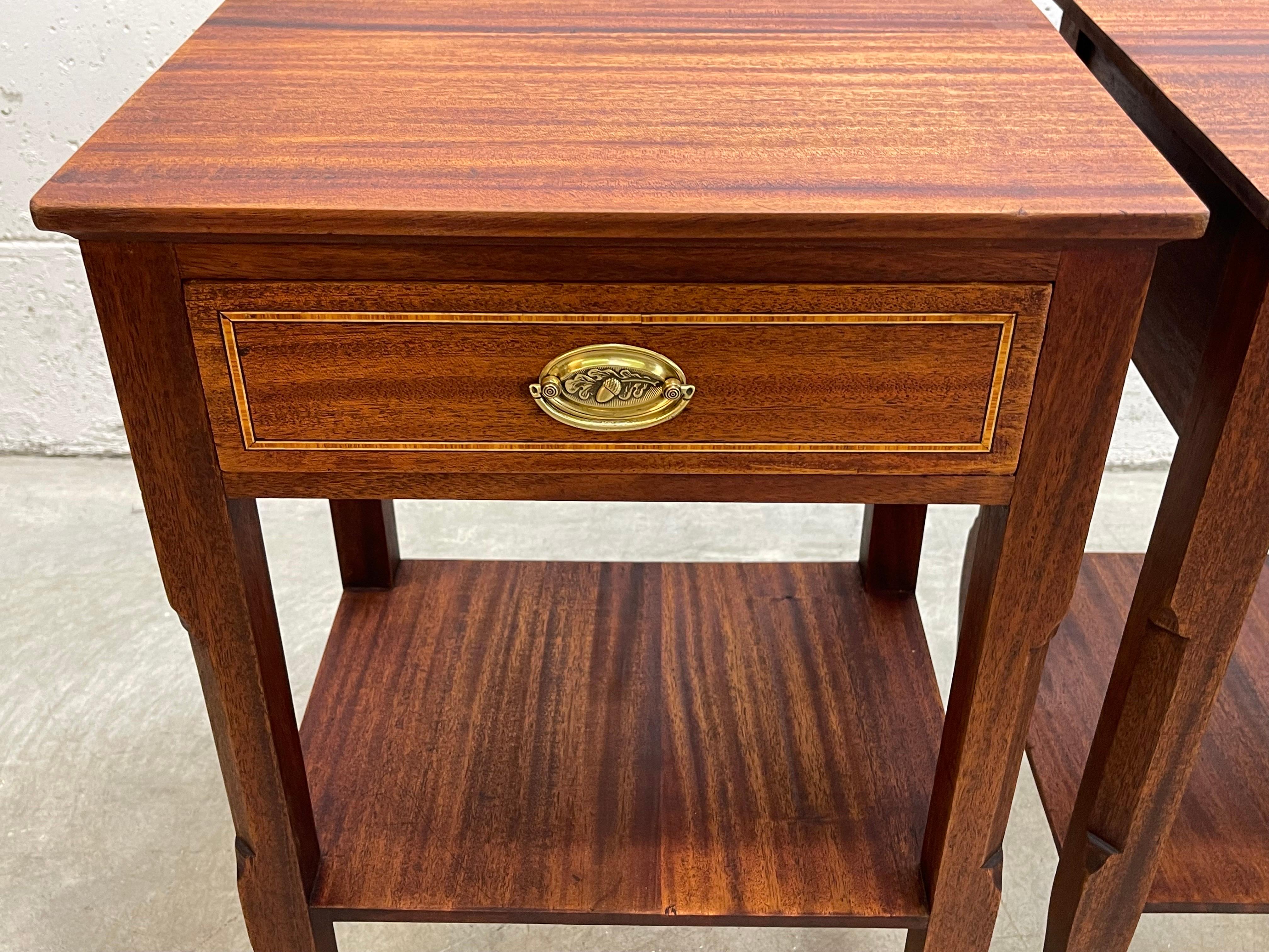 1950s Tall Mahogany Nightstands, Pair In Good Condition For Sale In Amherst, NH