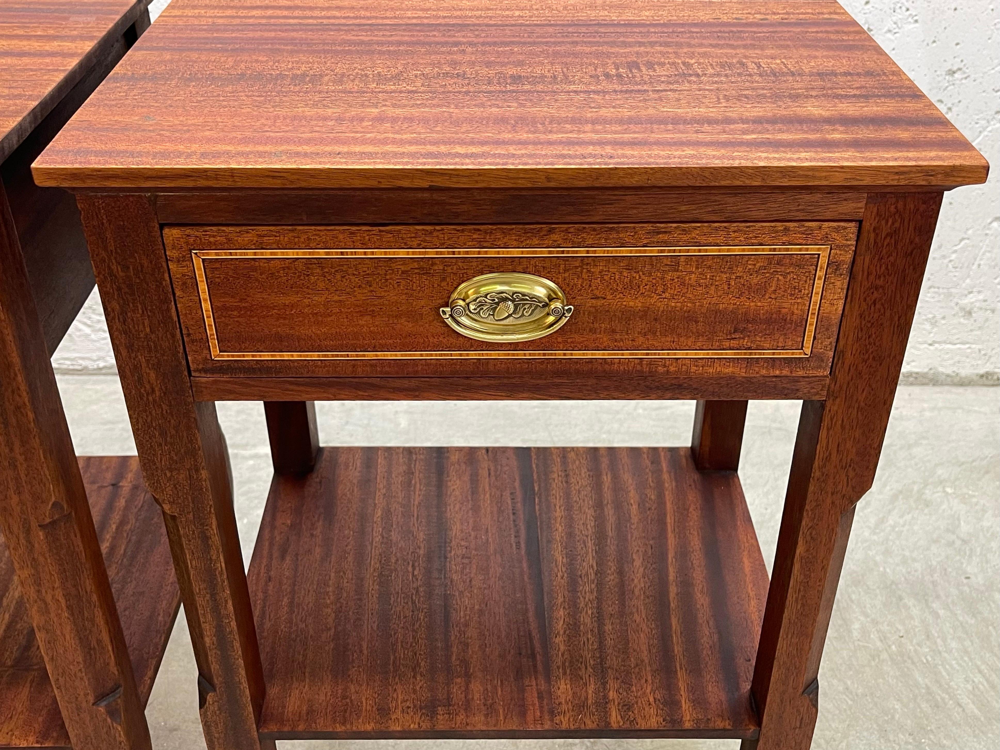 20th Century 1950s Tall Mahogany Nightstands, Pair For Sale