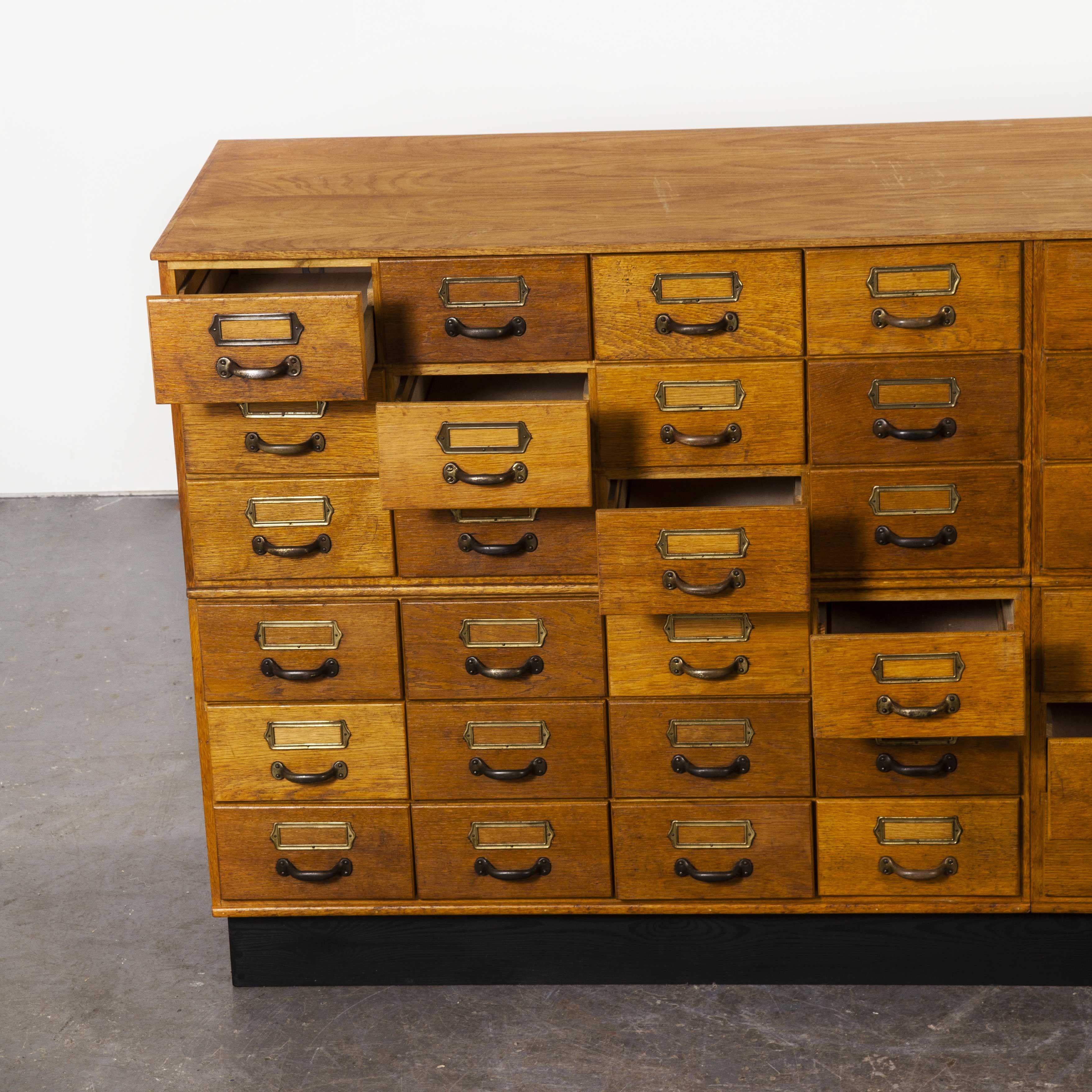 Oak 1950s Tall Multi Drawer Chest of Drawers, Storage Cabinet, Forty Eight Drawer