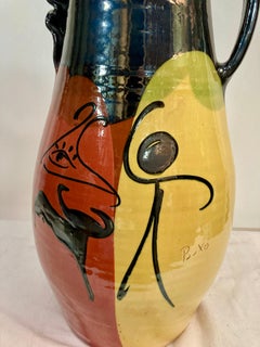 1950's  tall studio pottery ceramic vase attributed ti Vallauris signed Boxo