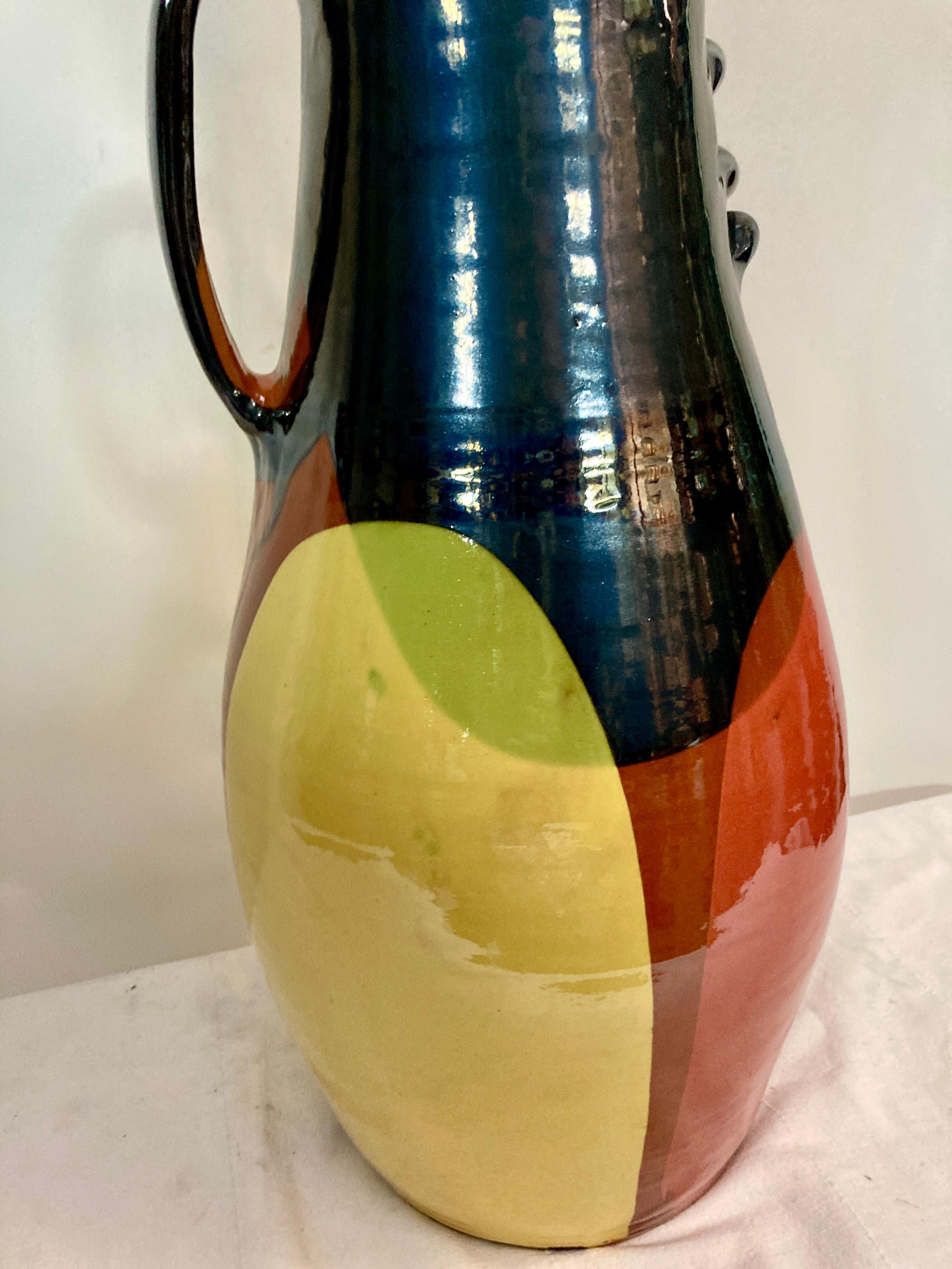 1950's  tall studio pottery ceramic vase attributed ti Vallauris signed Boxo For Sale 3