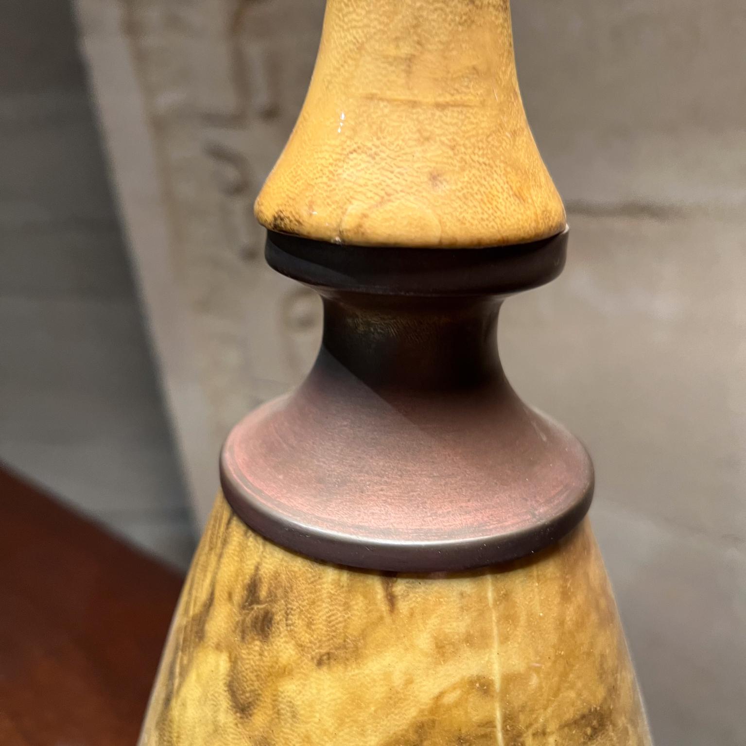 Mid-20th Century 1950s Tall Table Lamp Tapered Goatskin Italy For Sale