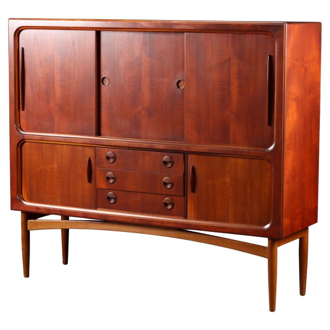 1950s Tall Teak Tambour Sideboard by Nyrup Mobelfabrik