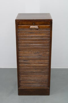1950s Tambour Office Wooden Cabinet