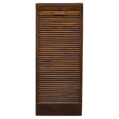 Vintage 1950s Tambour Office Wooden Cabinet