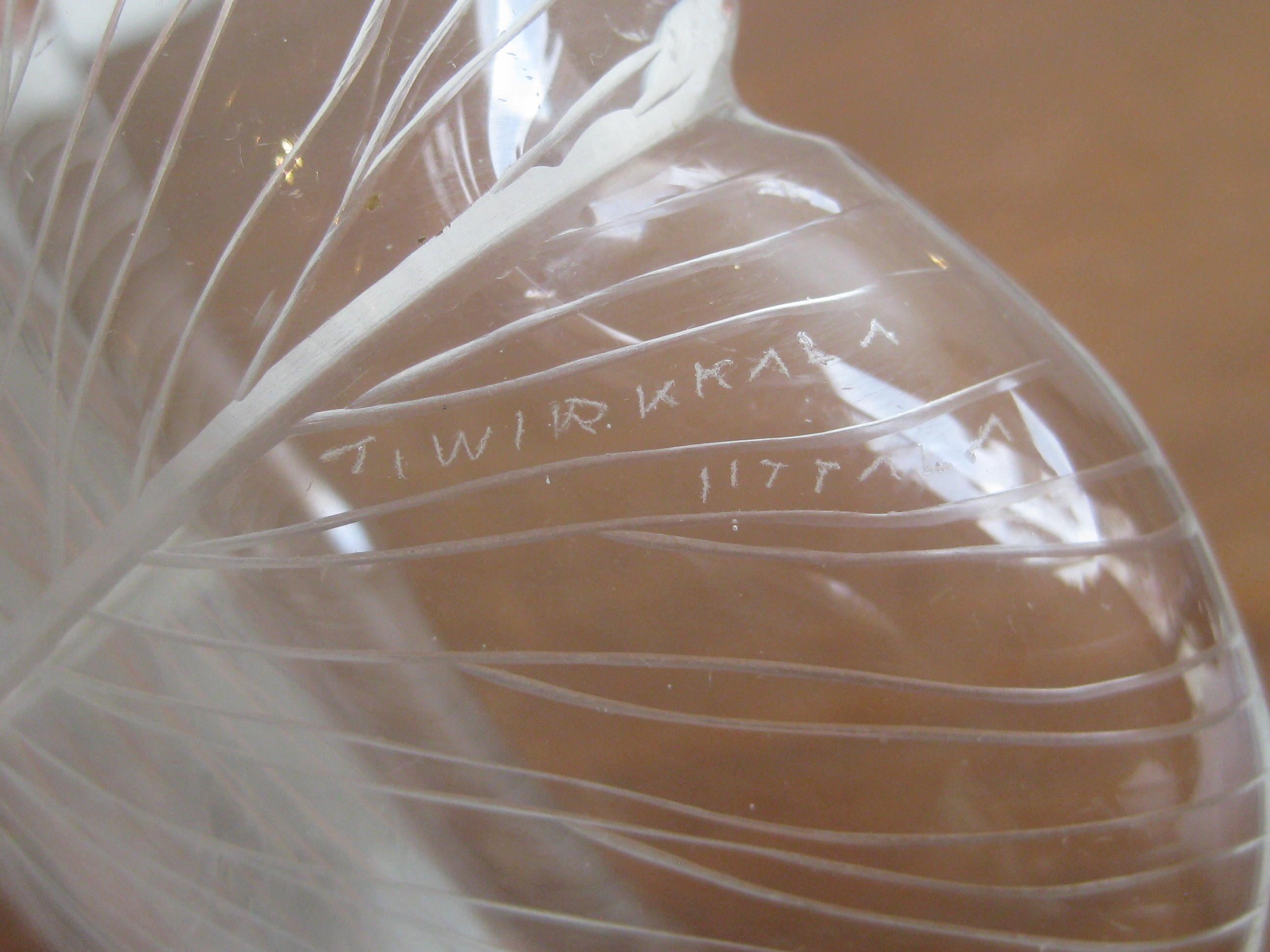 1950s Tapio Wirkkala for Iittala Finnish Studio Art Glass Figural Leaf Bowl Dish 5