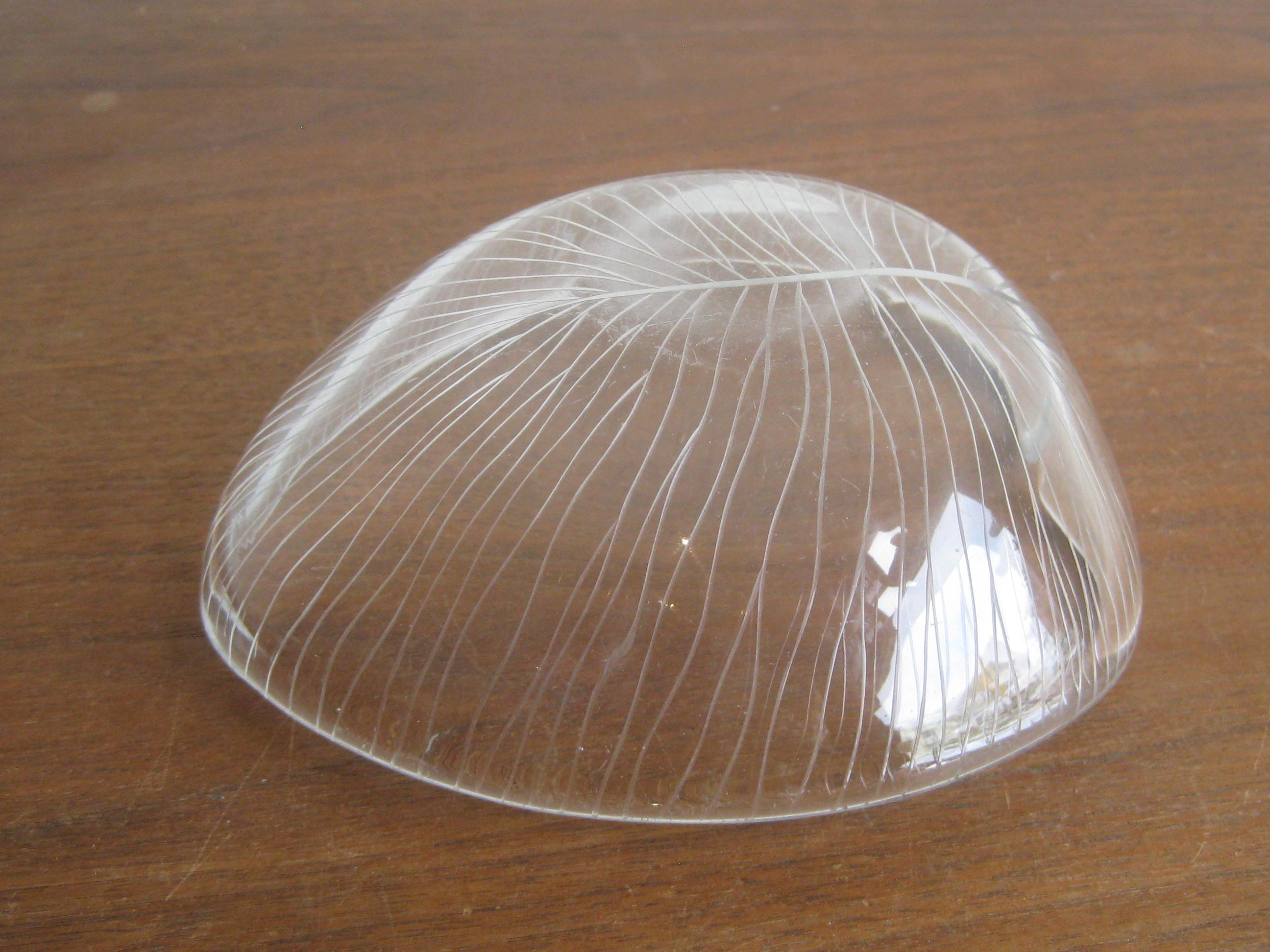 1950s Tapio Wirkkala for Iittala Finnish Studio Art Glass Figural Leaf Bowl Dish 4