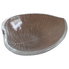 Vintage 1950s Tapio Wirkkala for Iittala Finnish Studio Art Glass Figural Leaf Bowl Dish