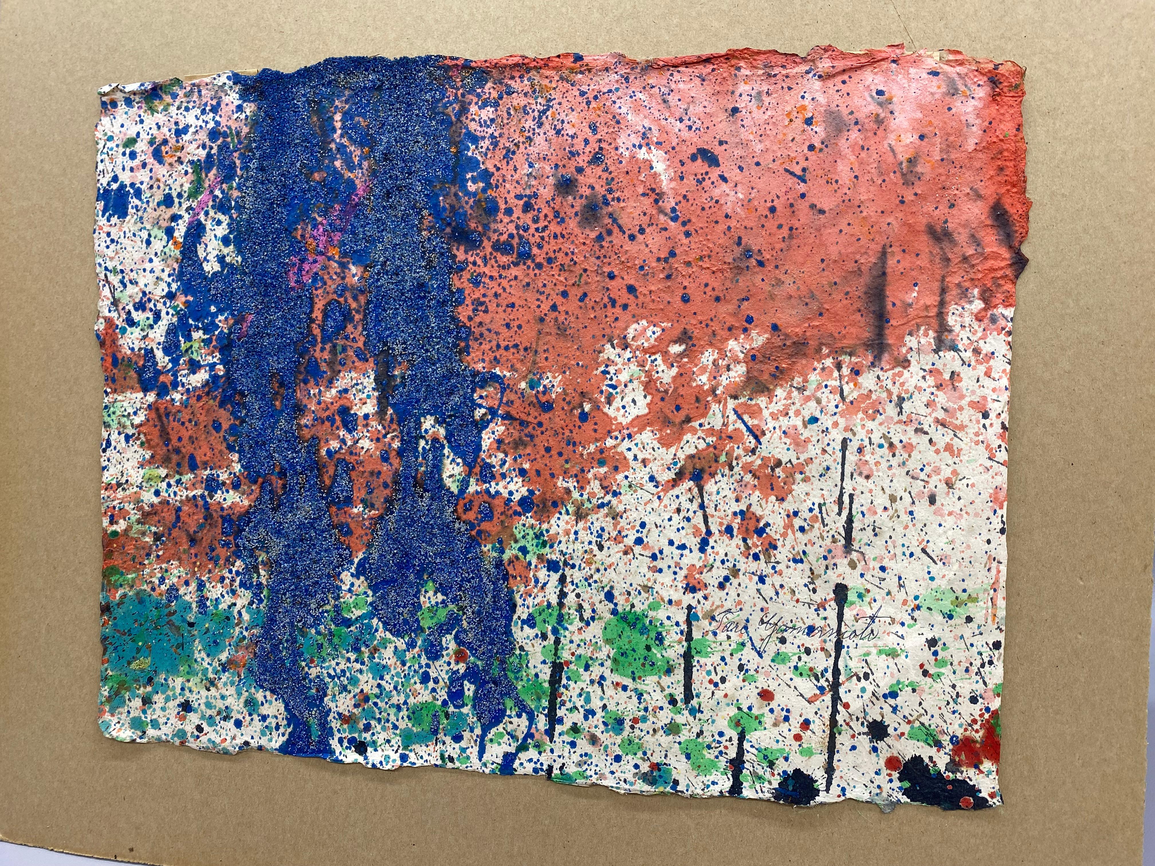 Mid-Century Modern Peinture abstraite à base de gouttes et d'éclaboussures de Taro Yamamoto des années 1950 en vente