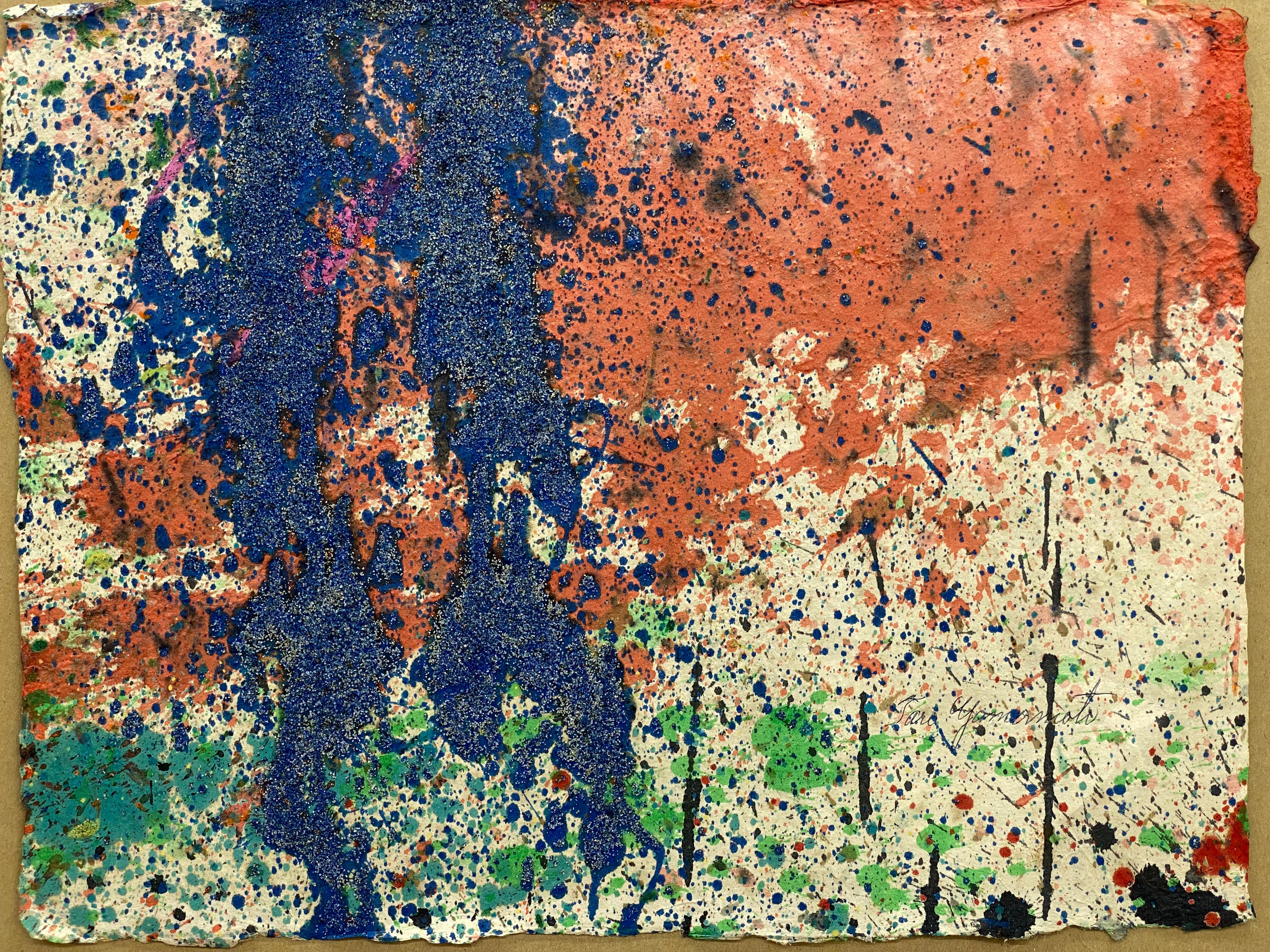 Peint à la main Peinture abstraite à base de gouttes et d'éclaboussures de Taro Yamamoto des années 1950 en vente