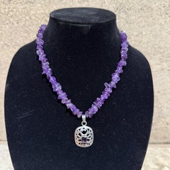 1950s Taxco Silver Amethyst Gemstone Beaded Necklace