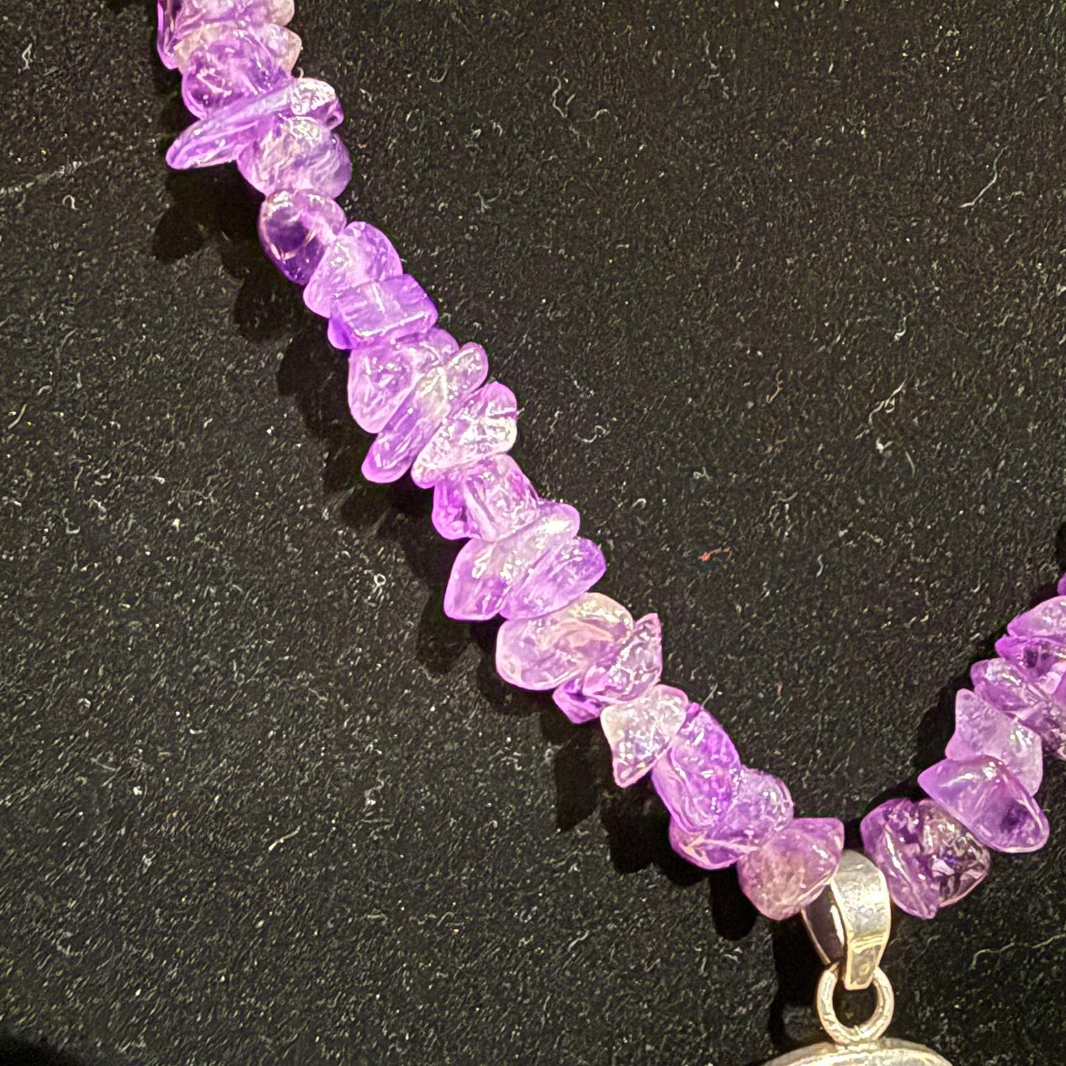 Mid-20th Century 1950s Taxco Silver Amethyst Gemstone Beaded Necklace For Sale