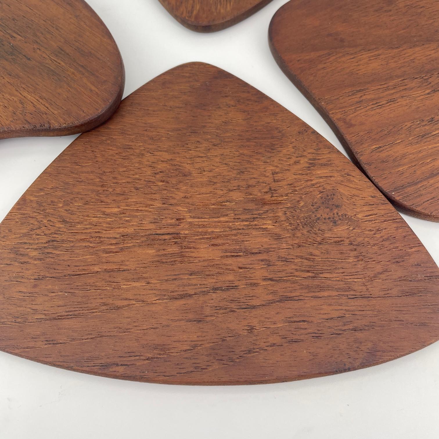 Mid-20th Century 1950s Teak Abstract Organic Cocktail Drink Coasters Woodworker Arp Sculptures