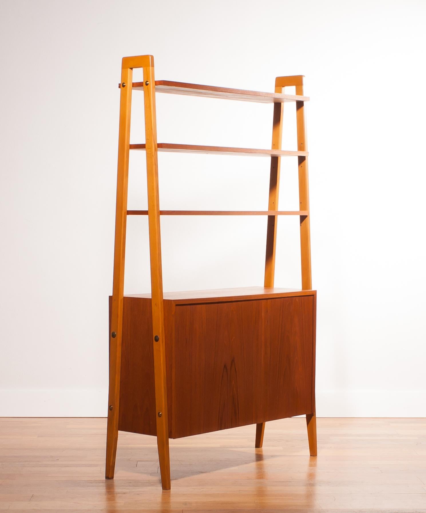 Swedish 1950s, Teak and Beech Cabinet Bookshelves, Sweden