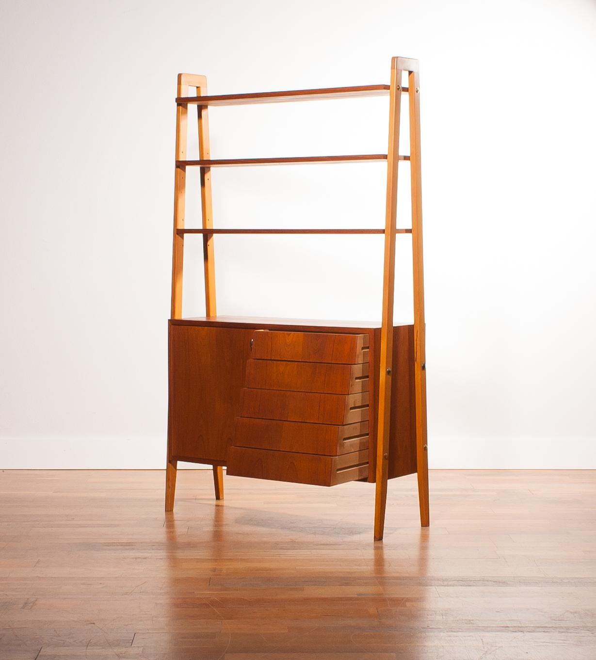 1950s, Teak and Beech Cabinet Bookshelves, Sweden In Excellent Condition In Silvolde, Gelderland