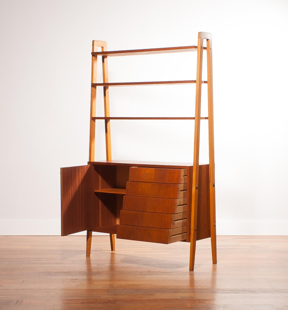 Mid-20th Century 1950s, Teak and Beech Cabinet Bookshelves, Sweden