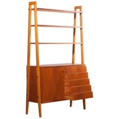 1950s, Teak and Beech Cabinet Bookshelves, Sweden