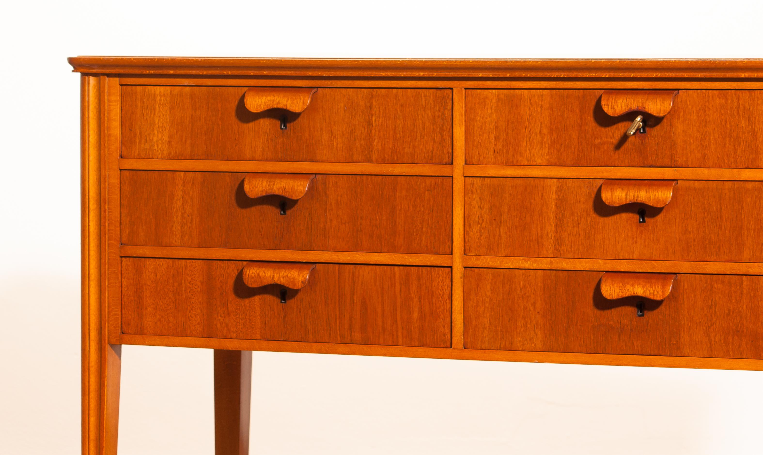 1950s, Teak and Beech Chest of Drawers by Ferdinand Lundquist 3