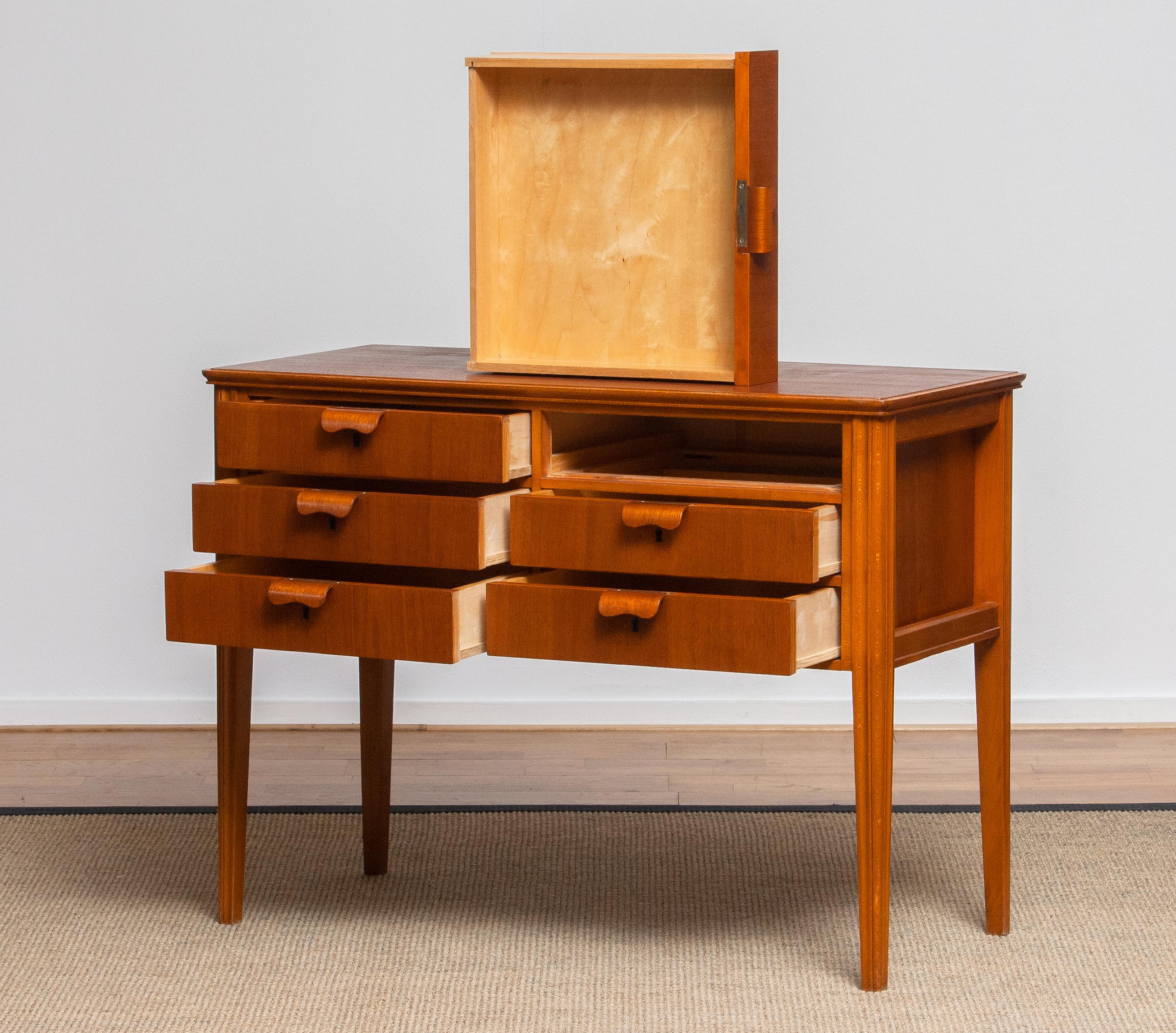 Swedish 1950s, Teak and Beech Chest of Drawers by Ferdinand Lundquist