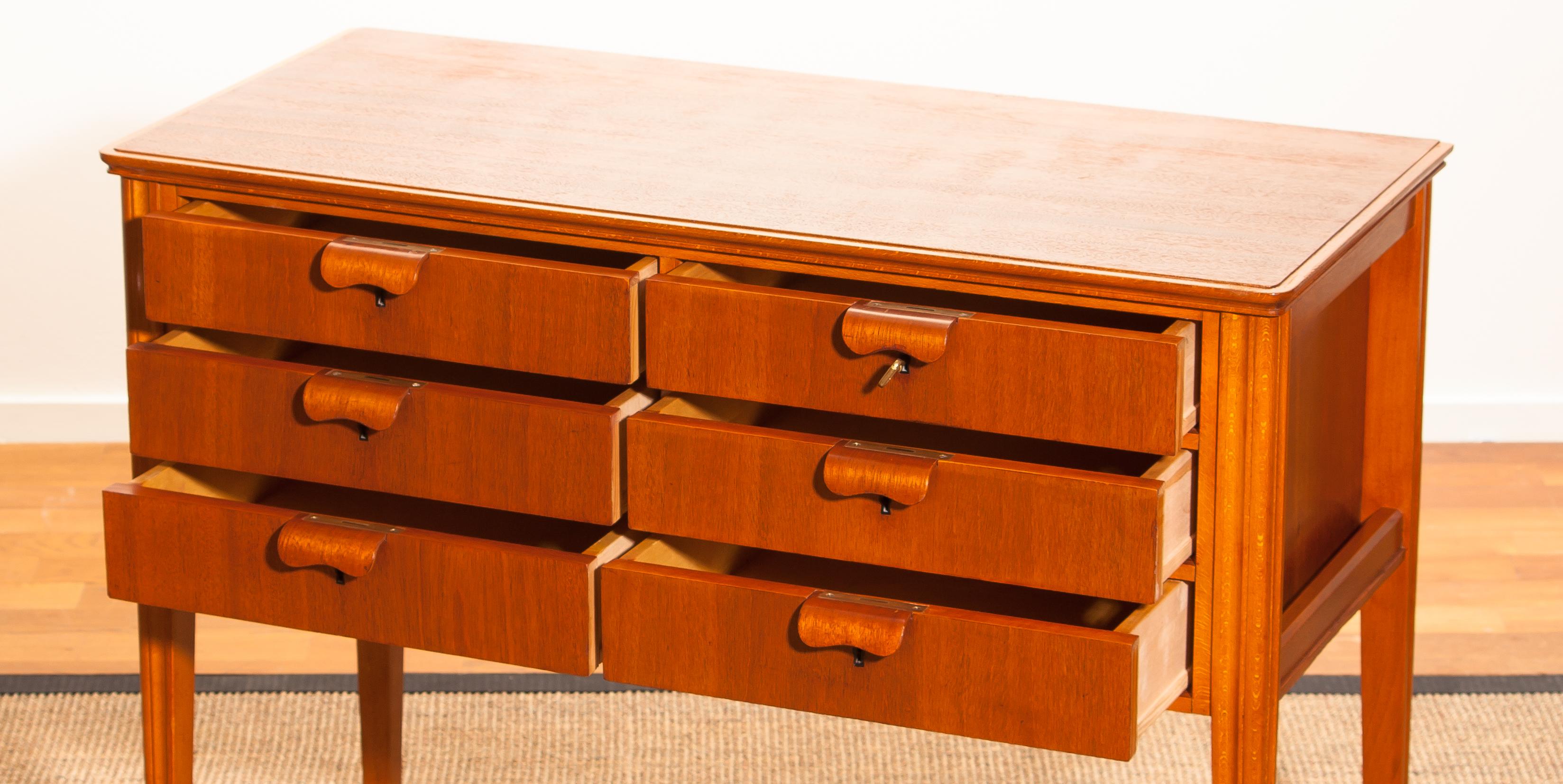 Mid-20th Century 1950s, Teak and Beech Chest of Drawers by Ferdinand Lundquist