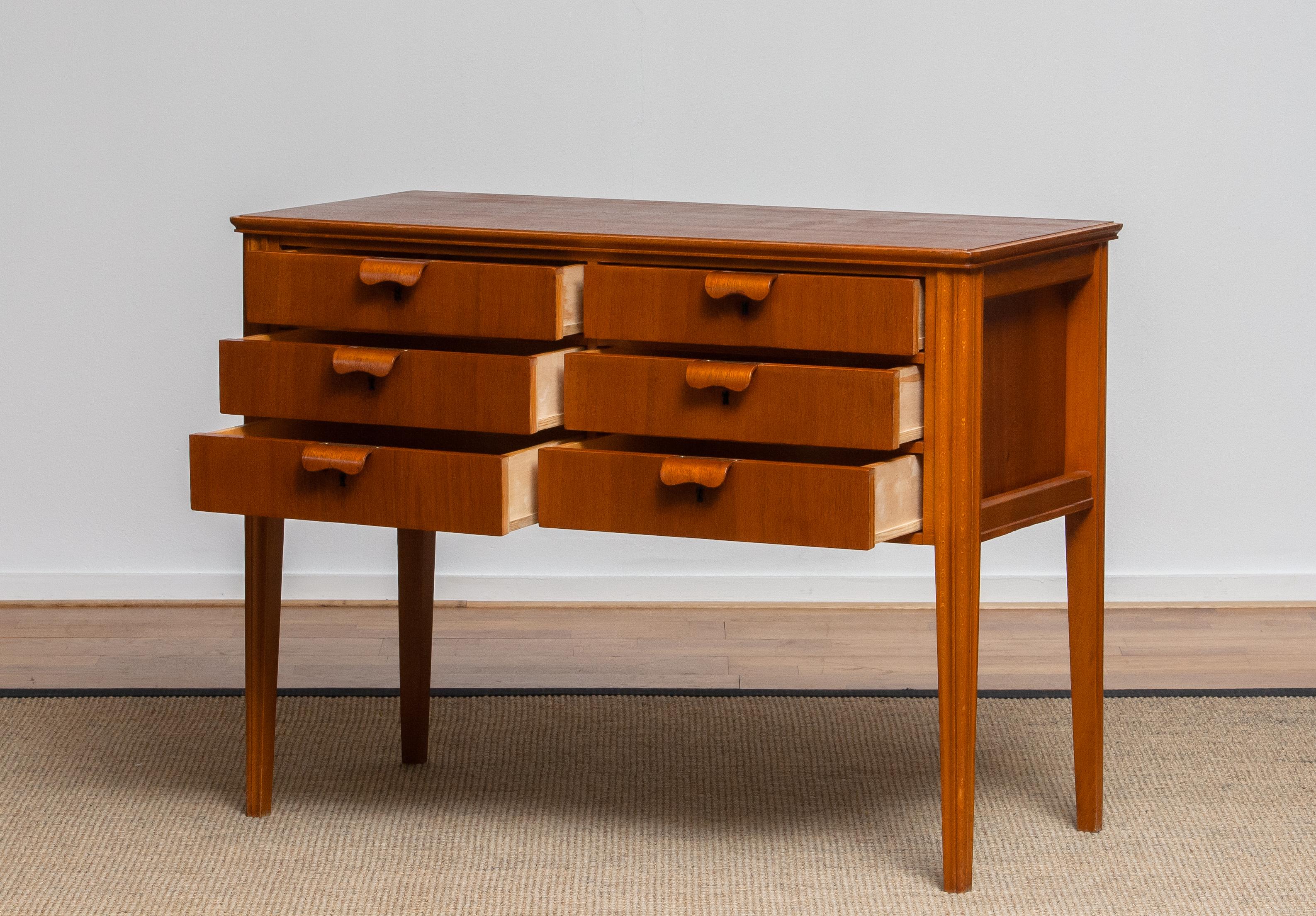 1950s, Teak and Beech Chest of Drawers by Ferdinand Lundquist 1