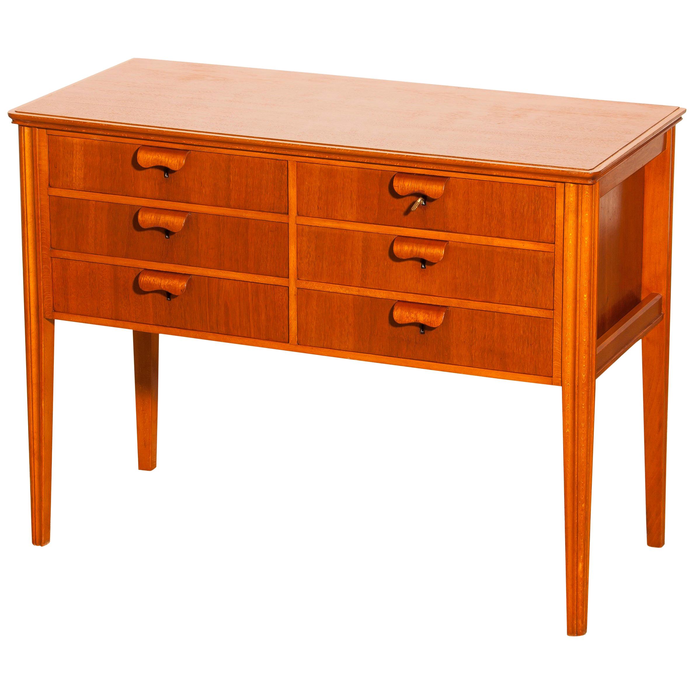 1950s, Teak and Beech Chest of Drawers by Ferdinand Lundquist