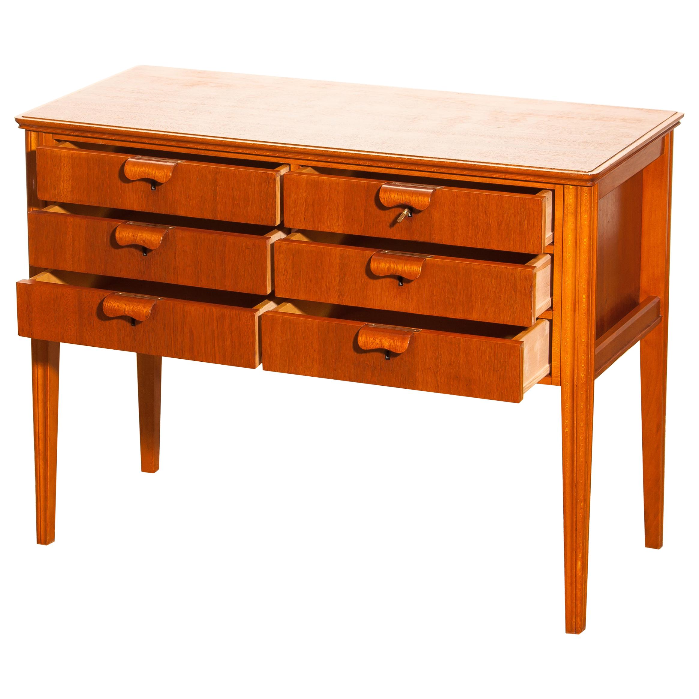 1950s, Teak and Beech Chest of Drawers by Ferdinand Lundquist