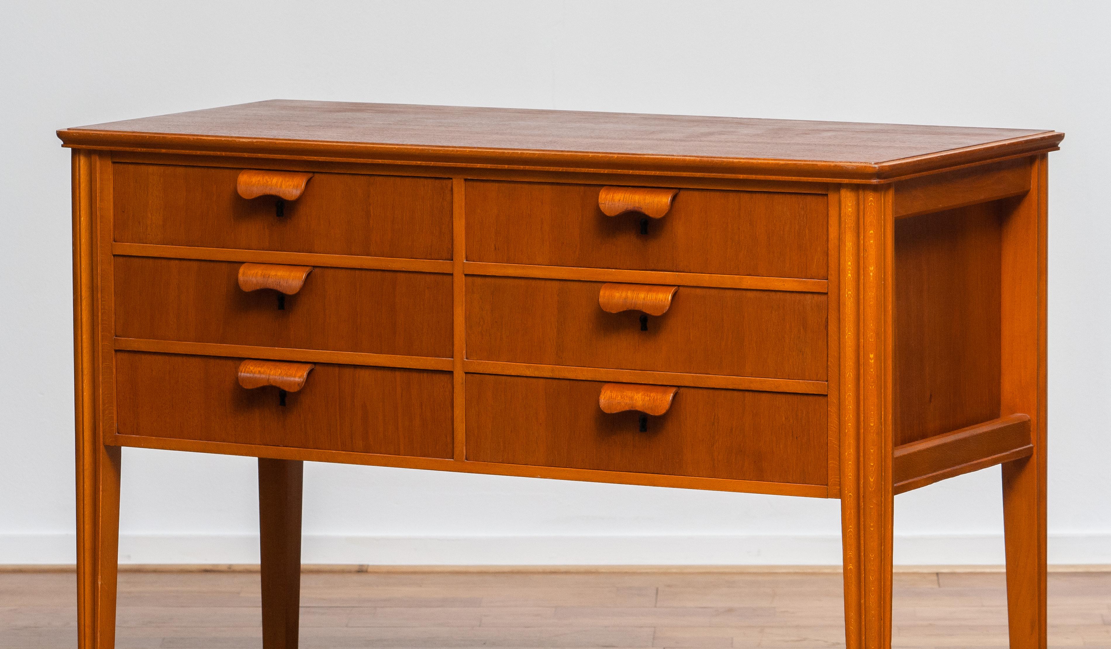 Swedish 1950s, Teak and Beech Chest of Drawers by Ferdinand Lundqvist