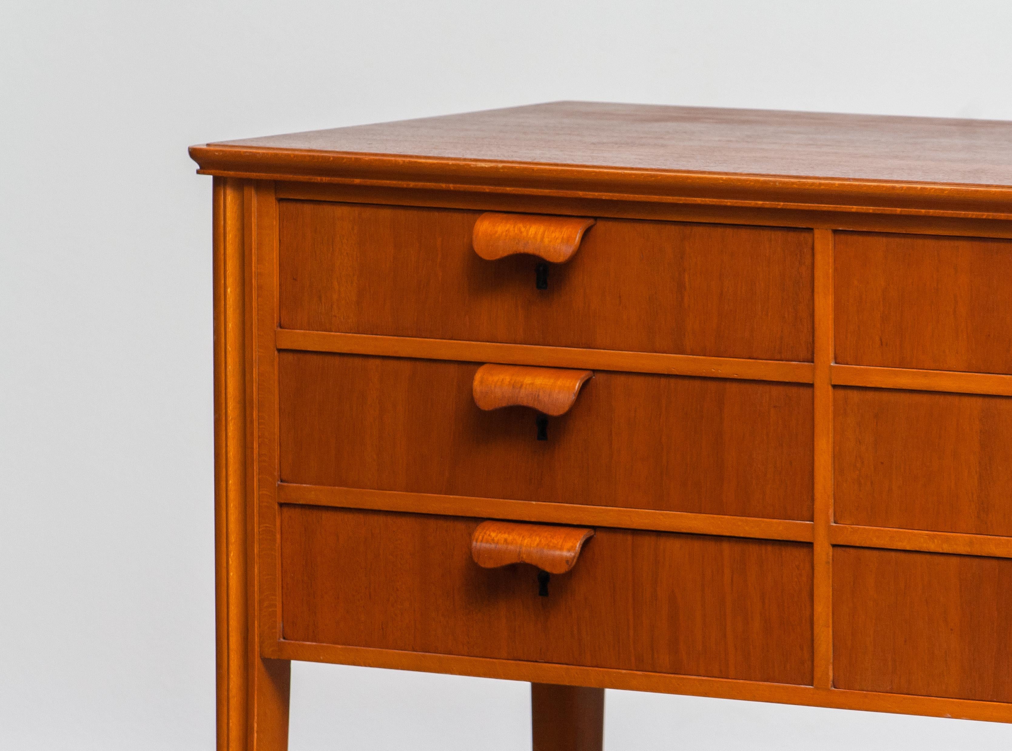 Mahogany 1950s, Teak and Beech Chest of Drawers by Ferdinand Lundqvist