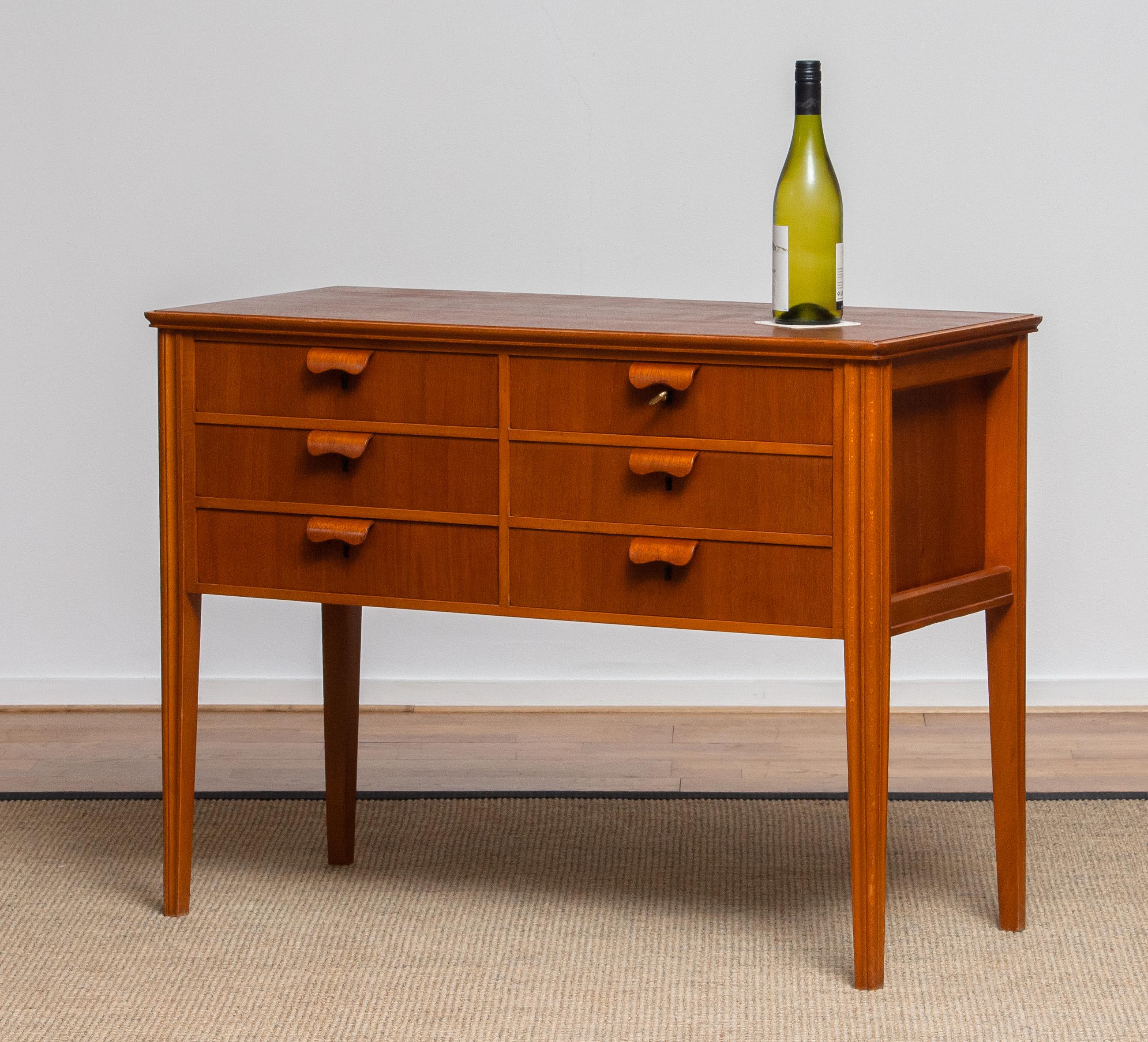 1950s, Teak and Beech Chest of Drawers by Ferdinand Lundqvist 1