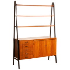 1950s, Teak and Brass Bookshelves or Secretaire, Sweden