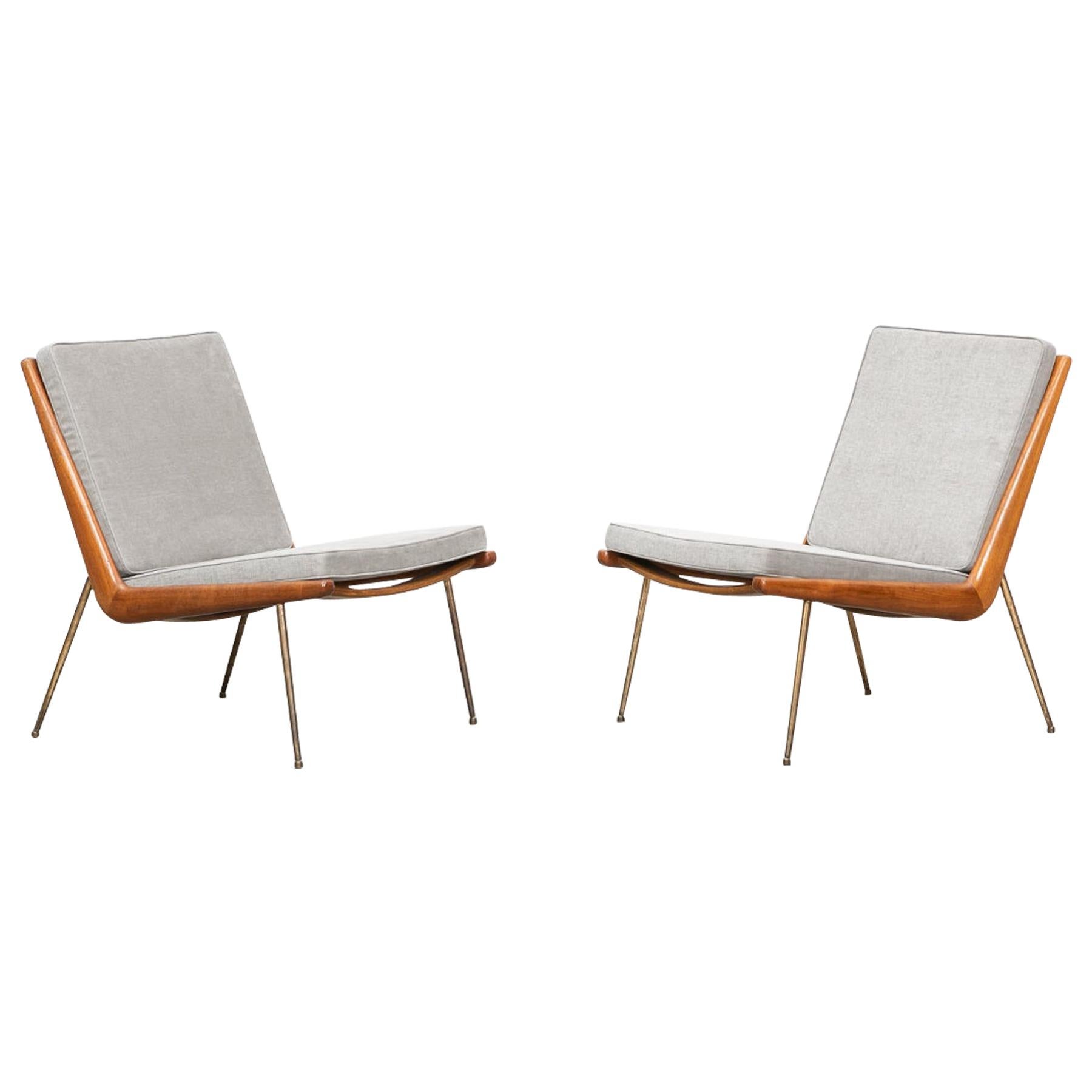 1950s Teak and Brass Lounge Chairs by Peter Hvidt 'd'