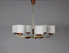 1950s Teak and Brass Pendant Light, Denmark