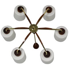 1950s Teak and Brass Pendant Light, Denmark