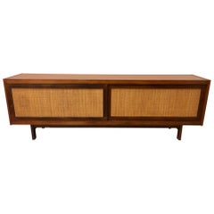 Vintage 1950s Teak and Cane Sideboard in the Style of Hans Wegner