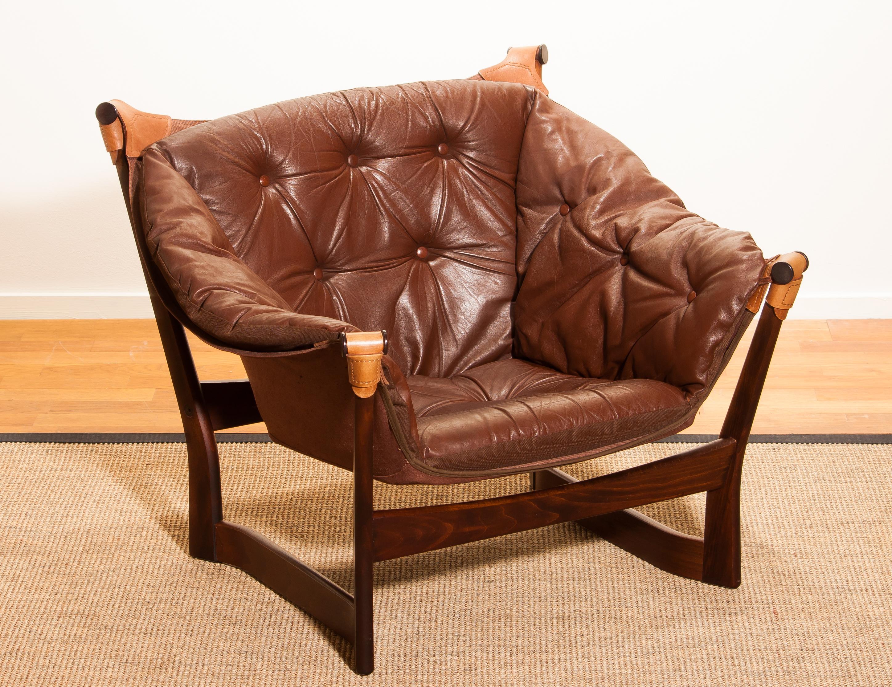 Mid-20th Century 1950s, Teak and Leather 'Trega' Lounge Chair by Tormod Alnaes for Sørliemøbler