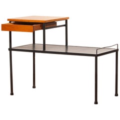 1950s Teak and Metal Telephone / Side Table