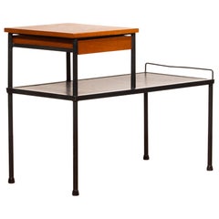 1950s Teak and Metal Telephone / Side Table