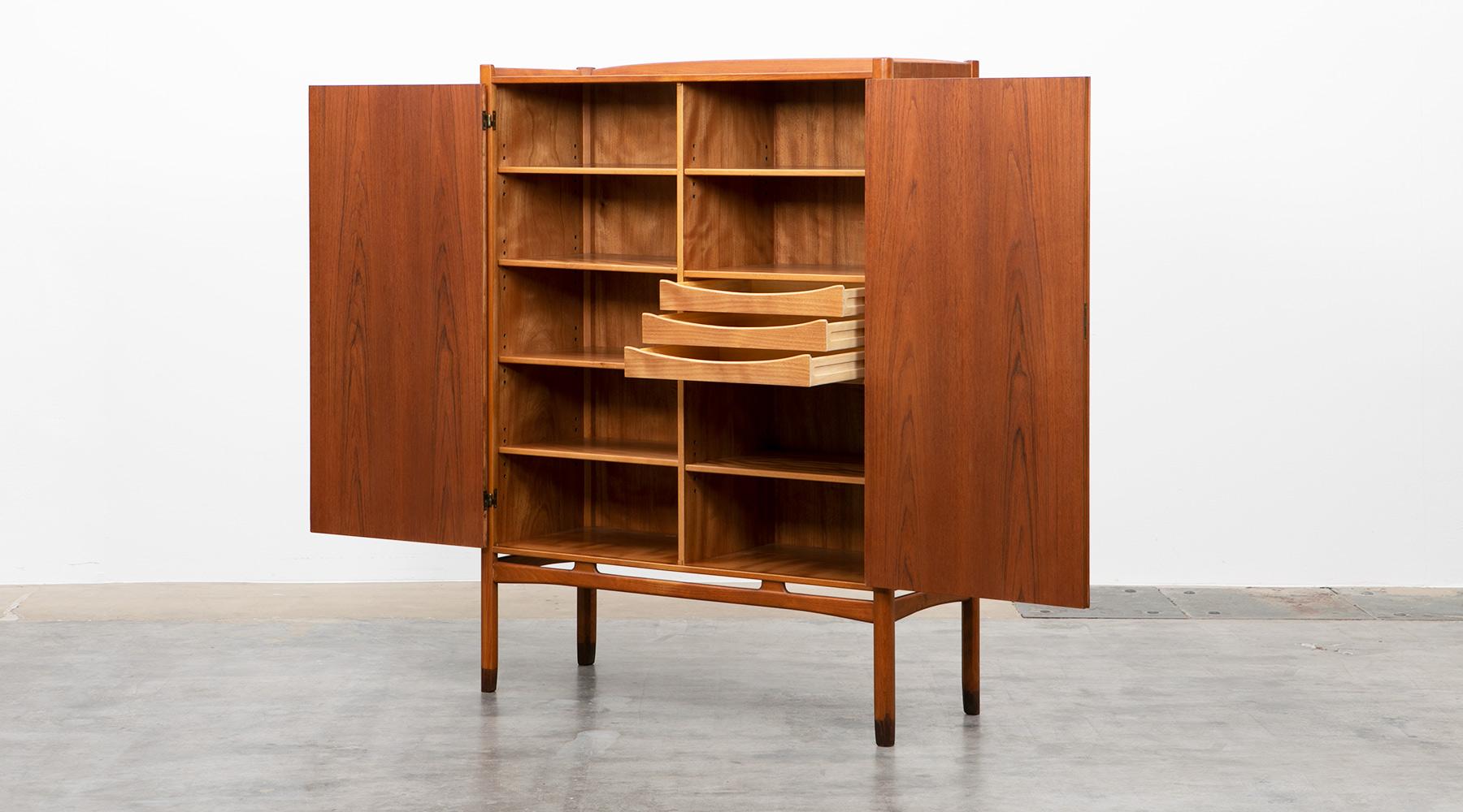 Swedish 1950s Teak and Oak Frame Highboard by Yngve Ekström